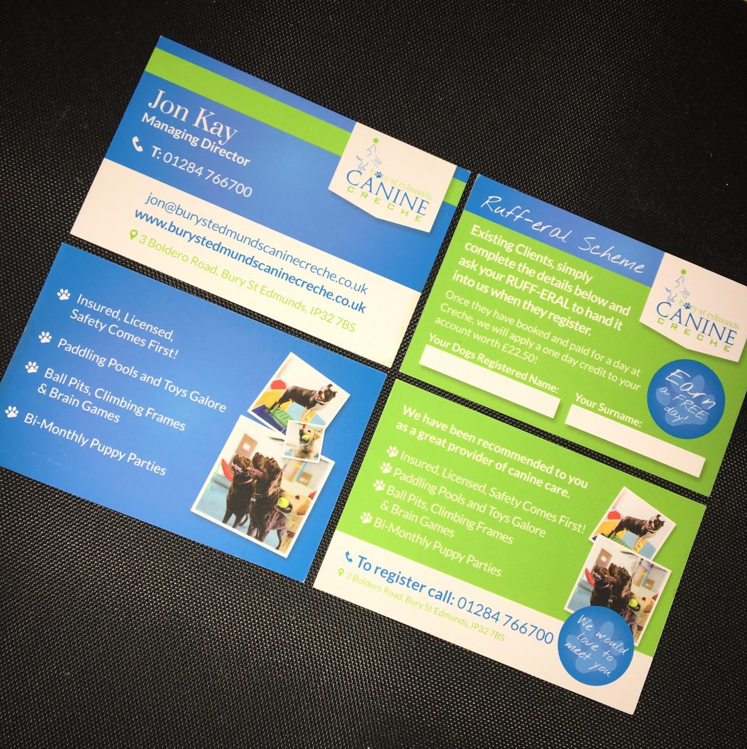 Canine Creche Business Cards!